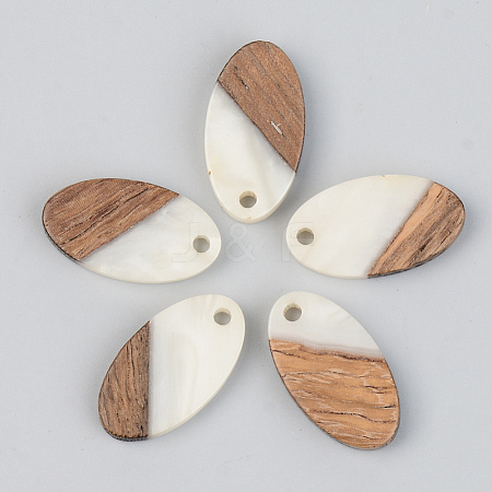Opaque Resin & Walnut Wood Pendants RESI-S389-041A-C04-1