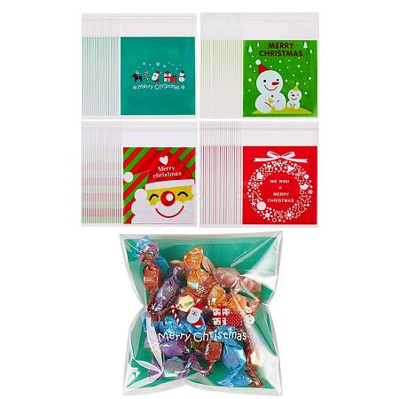 400Pcs 4 Styles Self-Adhesive Christmas Candy Bags sgJX061A-1