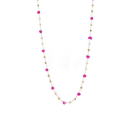 304 Stainless Steel & Glass Link Chain Necklaces for Women STAS-OY015-53G-1