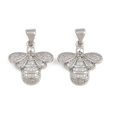 Brass Micro Pave Clear Cubic Zirconia Pendants ZIRC-I036-25P-1
