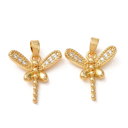 Brass Micro Pave Clear Cubic Zirconia Pendants CU-CBADD64-04G-1