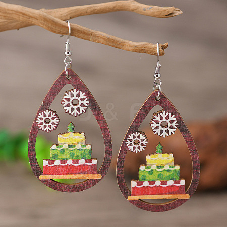 Easter Iron Wood Dangle Earrings WGB6572-01-1