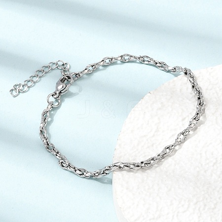 3MM 304 Stainless Steel Twisted Oval Link Chain Bracelets for Man and Women SA-CBAB767-17A-P-1