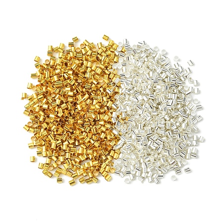 1200Pcs 2 Colors Brass Crimp Beads KK-FS0001-37-1