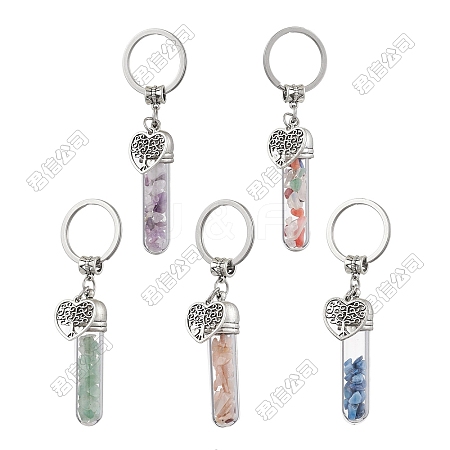 5Pcs 5 Styles Wishing Glass Bottle Pendants Keychain KEYC-GO00012-1