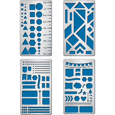 BENECREAT 4Pcs 4 Style Steel Metal Stencil Template DIY-BC0003-30-1