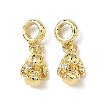 Brass Pave Clear Cubic Zirconia European Dangle Charms KK-Q068-57G-1