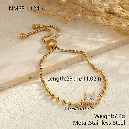 Adjustable 304 Stainless Steel Box Chain & Ball Chain Slider Bracelets WGFC0C2-07-1
