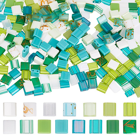 300Pcs 15 Colors 2-Hole Glass Seed Beads SEED-HY0001-35A-1