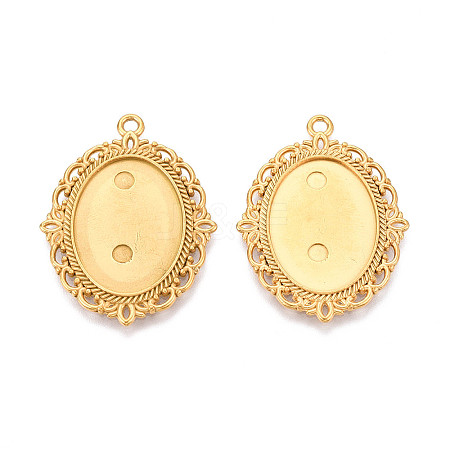 Non-Tarnish 304 Stainless Steel Pendant Cabochon Settings STAS-N114-02G-1