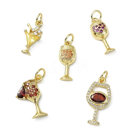10Pcs 5 Styles Brass Micro Pave Cubic Zirconia Pendants KK-CJ0004-43-1