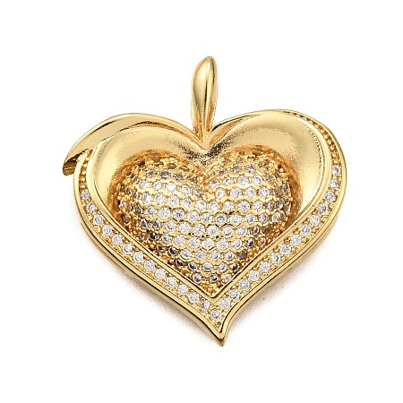 Brass Micro Pave Cubic Zirconia Pendants KK-K401-03G-02-1