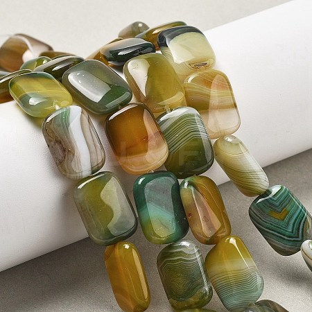 Natural Banded Agate Beads Strands G-K392-B05-13x18mm-1