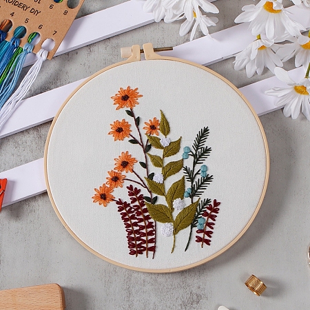 DIY Flower Pattern Embroidery Kits PW-WG4BFFC-02-1