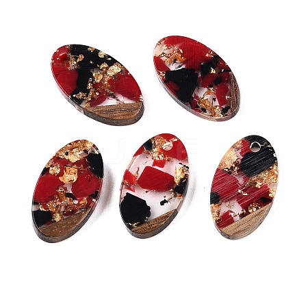 Transparent Resin and Walnut Wood Pendants RESI-T057-03E-1