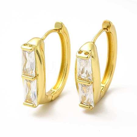 Clear Cubic Zirconia Rectangle Hoop Earrings EJEW-H093-11G-1