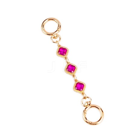 Rhombus Alloy Rhinestone Bag Extender Chains PW-WG08B98-02-1