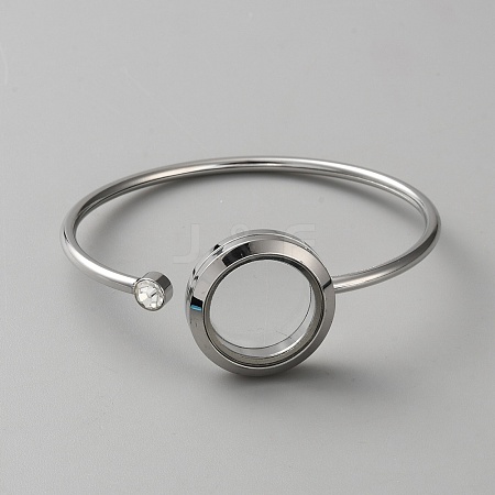 304 Stainless Steel Open Cuff Bangles for Women BJEW-WH20008-08P-1