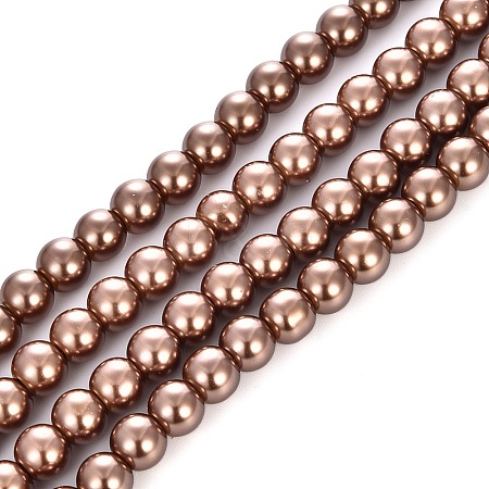 Baking Paint Pearlized Glass Pearl Round Bead Strands LS-HY-Q330-8mm-30-1