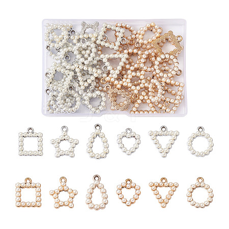48Pcs 12 Style UV Plating Acrylic Pendants OACR-KS0001-01-1