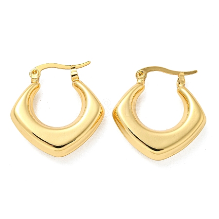 Rack Plated Chunky Rhombus Brass Hoop Earrings for Women EJEW-Z048-14G-1