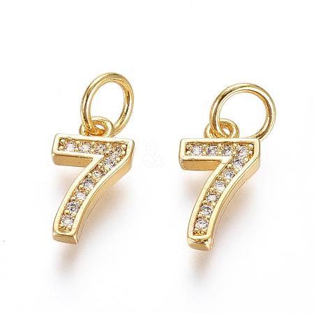 Brass Micro Pave Clear Cubic Zirconia Charms ZIRC-L092-07-G-1