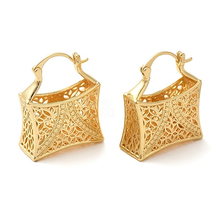 Hollow Basket Brass Hoop Earrings for Women EJEW-G399-03D-G-1