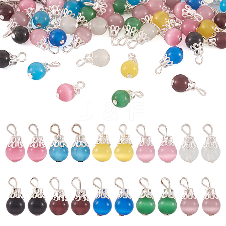 Cat Eye Pendants HJEW-TA0001-02S-1