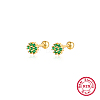 Real 18K Gold Plated 925 Sterling Silver Flower Stud Earrings TL5591-10-1