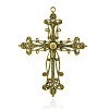 Latin Cross Antique Golden Plated Alloy Rhinestone Big Pendants RB-J144-23AG-2