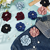 10Pcs 5 Colors Flower Polyester Brooches JEWB-FH0002-46-4