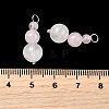 Natural Rose Quartz Round Beaded Pendants PALLOY-JF02867-04-3