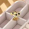 Irregular 304 Stainless Steel Enamel Wide Open Cuff Rings for Women RJEW-G338-12G-02-3