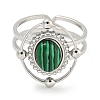 304 Stainless Steel Synthetic Malachite Cuff Rings G-Z056-04P-03-2