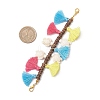 Natural Coconut & Polycotton Tassel & Synthetic Turquoise Pendant Decorations HJEW-JM03669-01-3