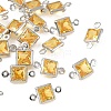 SHEGRACE Brass Pave Cubic Zirconia Square Connector Charms XGRQ2O014-440D-P-1