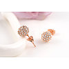 Round Real 18K Rose Gold Plated Alloy Czech Rhinestone Stud Earrings EJEW-AA00136-44RG-2