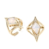 Brass Micro Pave Cubic Zirconia Cuff Rings for Women GG-CBA7610-11G-03-4