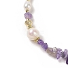 Natural Amethyst & Pearl Beaded Necklaces NJEW-L119-09G-3