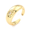 Clear Cubic Zirconia Sun Open Cuff Ring for Women RJEW-C018-14G-4