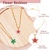 FIBLOOM 2Pcs 2 Colors Rack Plating Real 18K Gold Plated Titanium Steel Flower Pendant Necklaces Set with Paperclip Chains for Women NJEW-FI0001-56-4