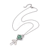 Natural Green Aventurine Interchangeable Holder Pendant Necklace for Women NJEW-JN04631-01-4