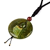 Adjustable Natural Agate Flat Round Pendant Necklaces NJEW-Q350-01A-3
