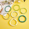 7Pcs 7 Style Handmade Polymer Clay Heishi Surfer Stretch Bracelets Set BJEW-SW00073-03-6