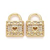Brass Micro Pave Clear Cubic Zirconia Charms KK-Z024-04G-1