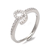 Rack Plating Brass Cubic Zirconia Arabic Letters Adjustable Rings for Women RJEW-S407-10P-05-1