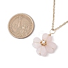 Natural Rose Quartz Clover Pendant Necklaces NJEW-JN05132-04-3