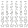64Pcs 8 Styles Brass Bead Caps KK-PH0014-55-1