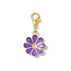 6Pcs 6 Colors Alloy Enamel Flower Pendant Decorations HJEW-JM02903-3