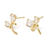 Bowknot Brass Micro Pave Cubic Zirconia Stud Earrings for Women EJEW-F316-15G-1